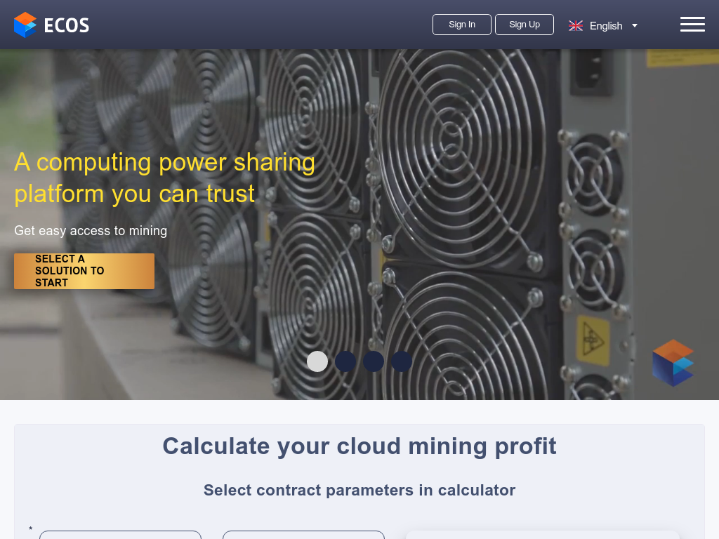 crypto cloud mining website ECOS